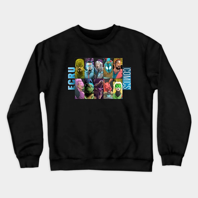 ECRU COMICS Heroes Crewneck Sweatshirt by carrillo_art_studios